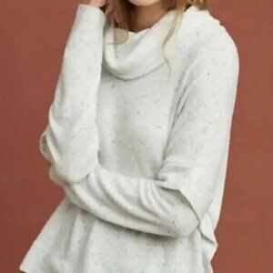 Anthropologie Postmark Lassen Cowl Neck Blue Speckled Boho Sweater Size Small